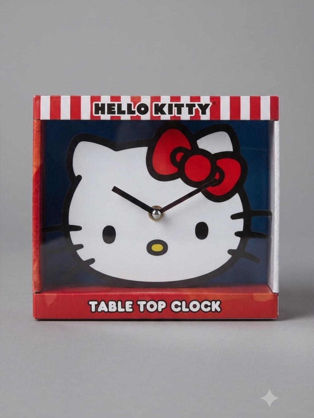 Sanrio Hello Kitty Tabletop Clock Red White Striped Analog Desk Display NWT